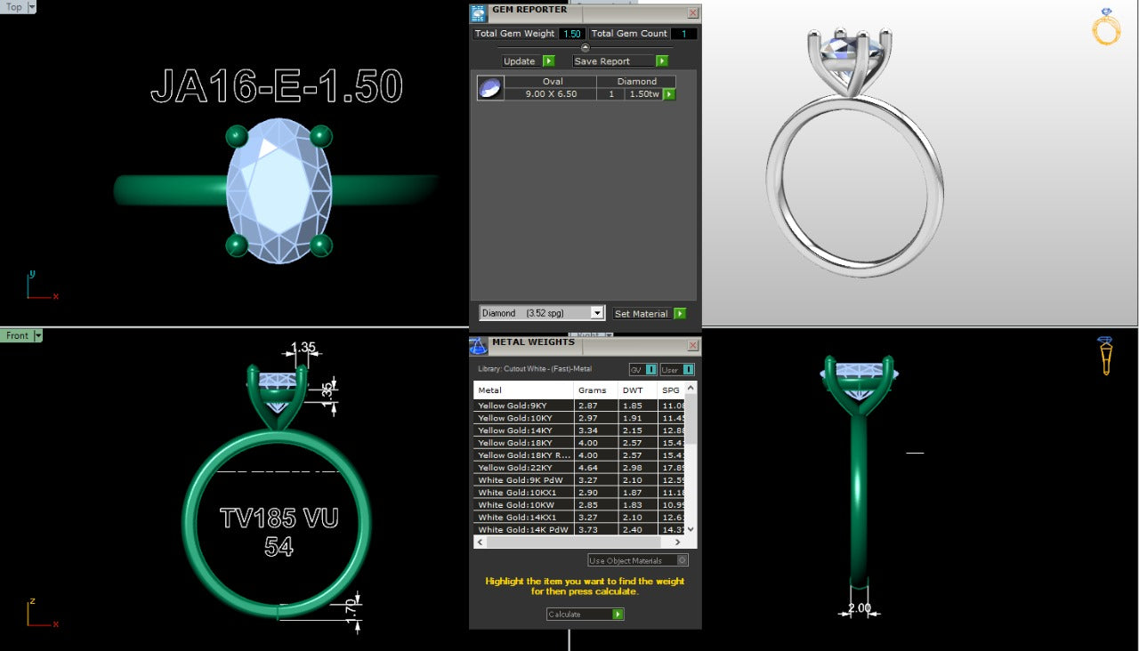 .50-1.50 Ct. Oval Diamond Solitaire Ring with Four-Prong Setting (ja16-e copy) 18