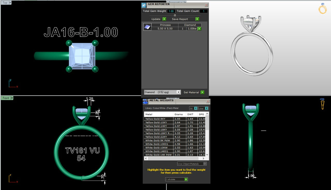 .50-1.50 Ct. Classic Princess-Cut Diamond Solitaire Ring with Four-Prong Setting (ja16-b copy) 17