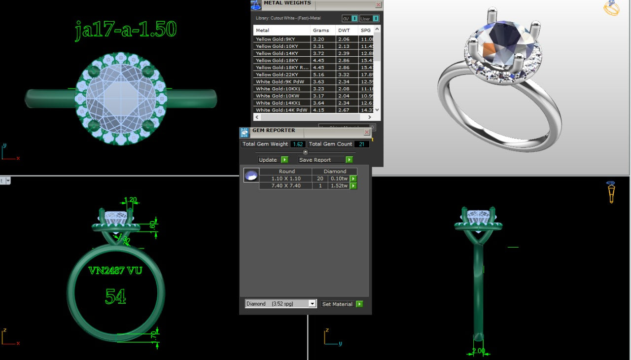 .50-1.50 Ct. Round Brilliant Diamond Halo Ring (ja17-a copy) 18