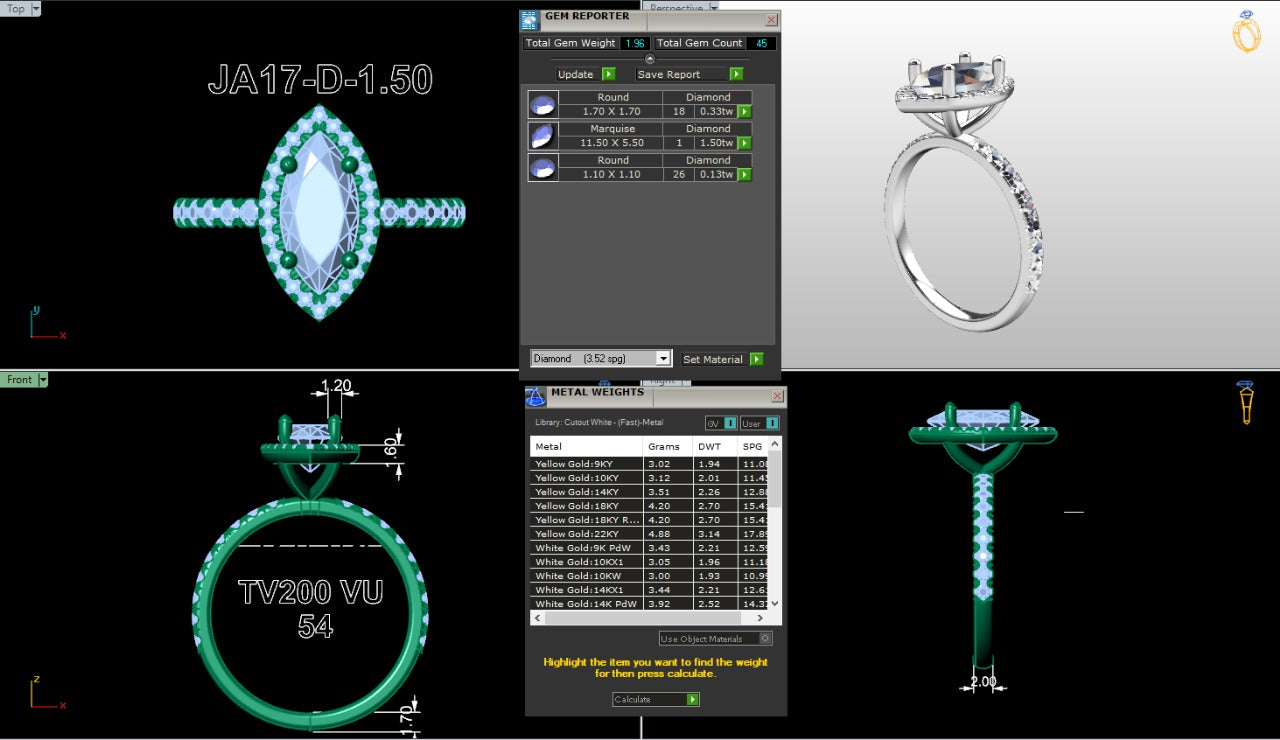 .50-1.50 Ct. Marquise Diamond Halo Ring with Diamond-Accented Band (ja17-d) 18