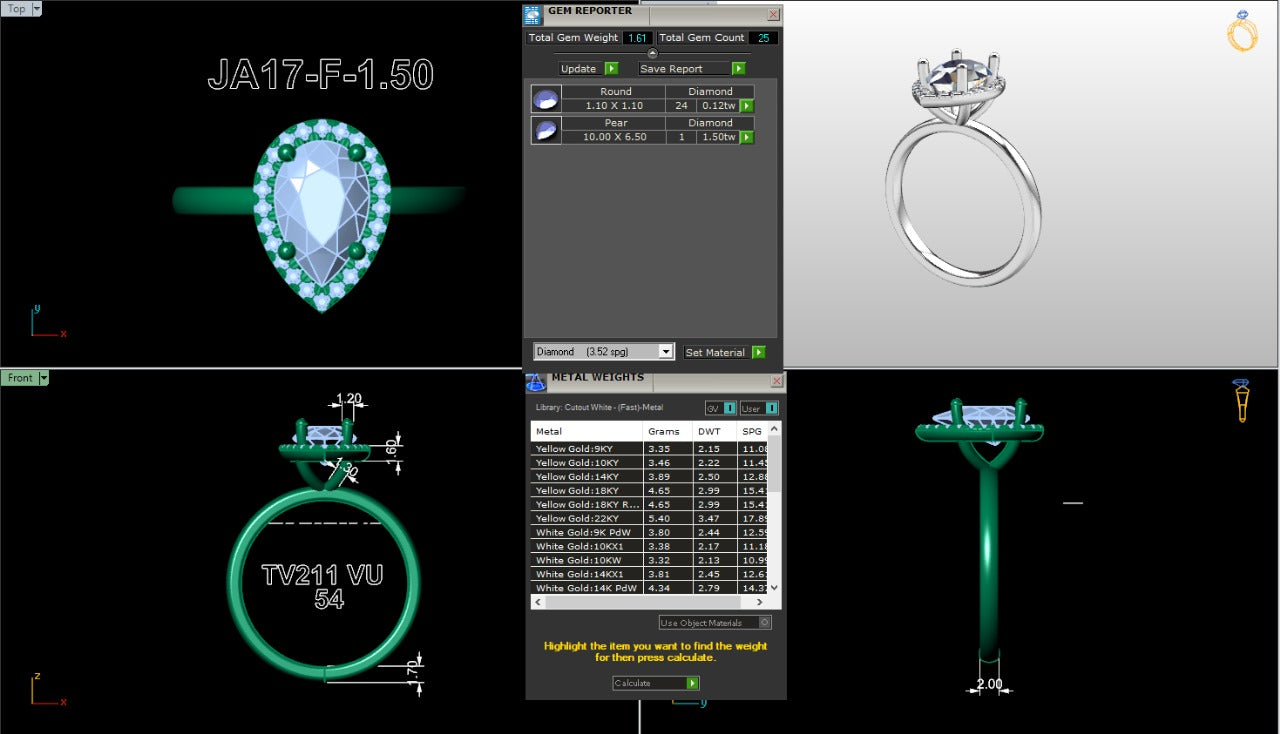 .50-1.50 Ct. Pear-Shaped Diamond Halo Engagement Ring (ja17-f copy) 18