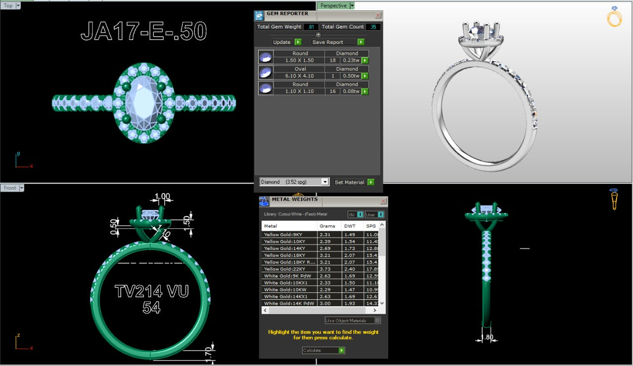 .50-1.50 Ct. Oval Diamond Halo Ring with Diamond-Accented Band (ja17-e) 16