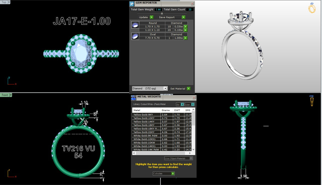 .50-1.50 Ct. Oval Diamond Halo Ring with Diamond-Accented Band (ja17-e) 17