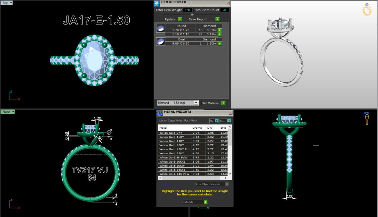 .50-1.50 Ct. Oval Diamond Halo Ring with Diamond-Accented Band (ja17-e) 18