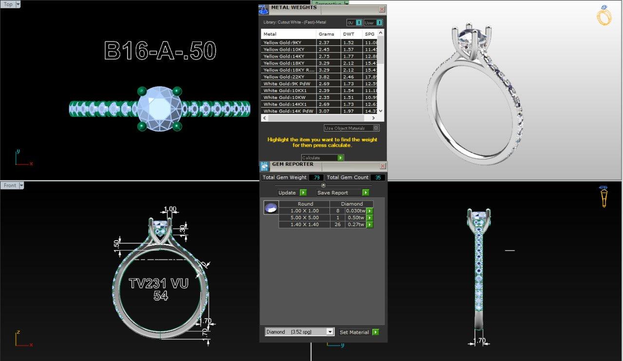 .50-1.50 Ct. Round Diamond Pavé Ring with Hidden Halo and Four-Prong Setting (b16-a) 16
