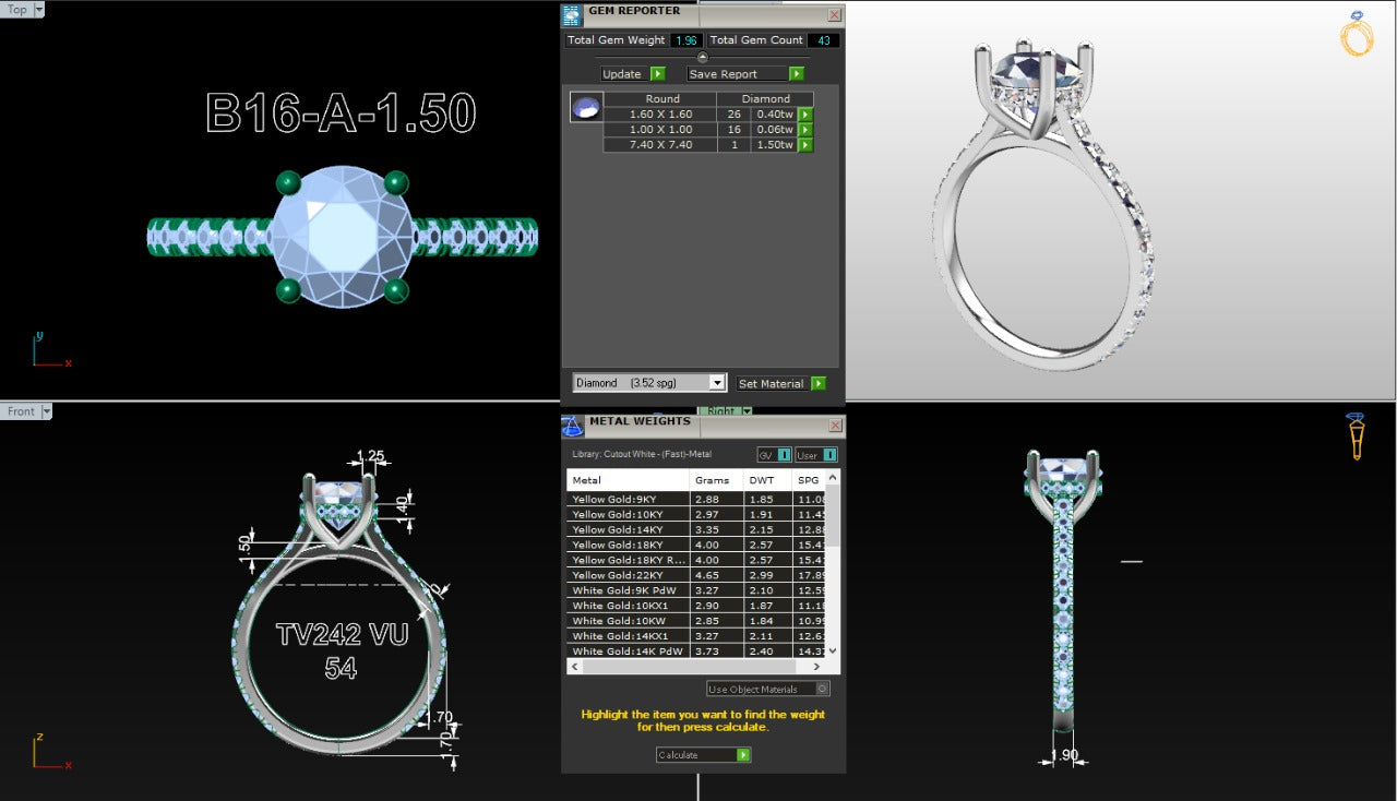 .50-1.50 Ct. Round Diamond Pavé Ring with Hidden Halo and Four-Prong Setting (b16-a) 18