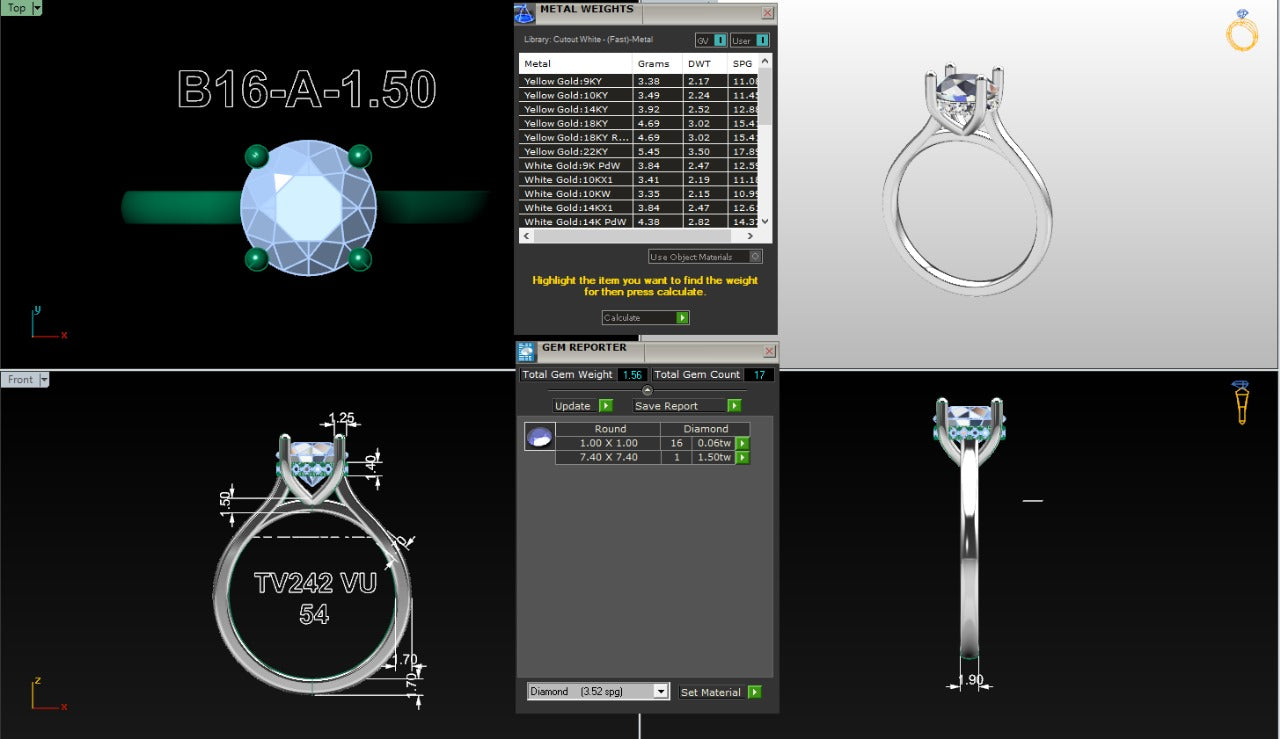 .50-1.50 Ct. Round Diamond Ring with Hidden Halo and Four-Prong Setting (b16-a copy) 18