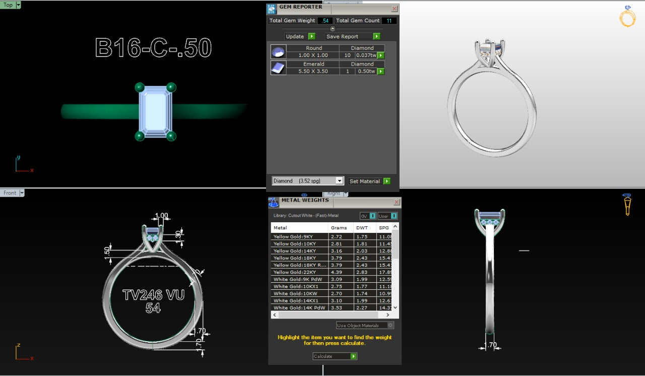 .50-1.50 Ct. Emerald Cut Diamond Ring with Hidden Halo and Four-Prong Setting (b16-c copy) 16