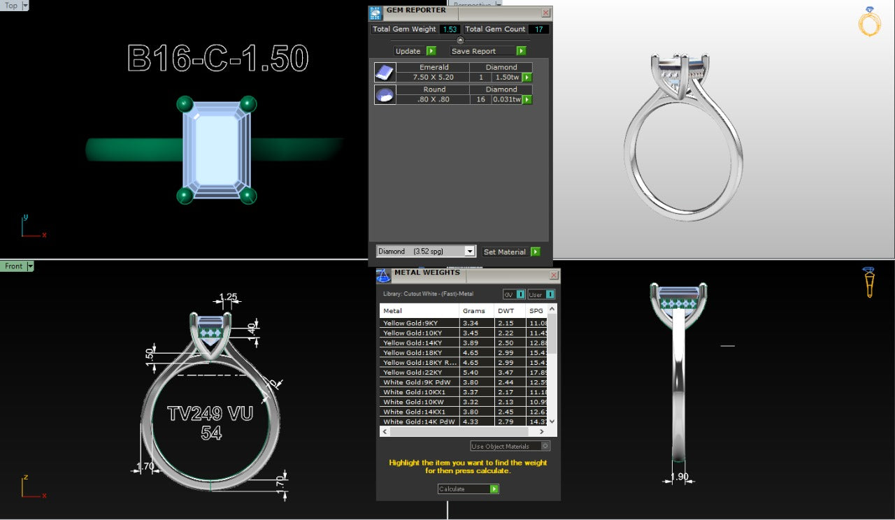 .50-1.50 Ct. Emerald Cut Diamond Ring with Hidden Halo and Four-Prong Setting (b16-c copy) 18