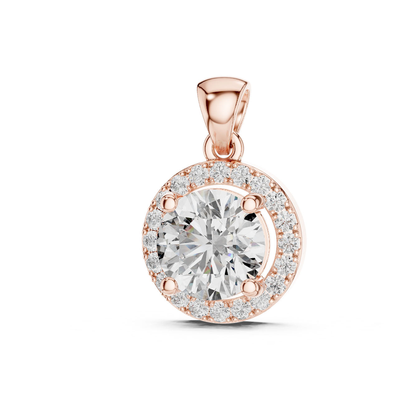 1.20 Ct. Round Diamond Halo Pendant Necklace (PND-0002) 12