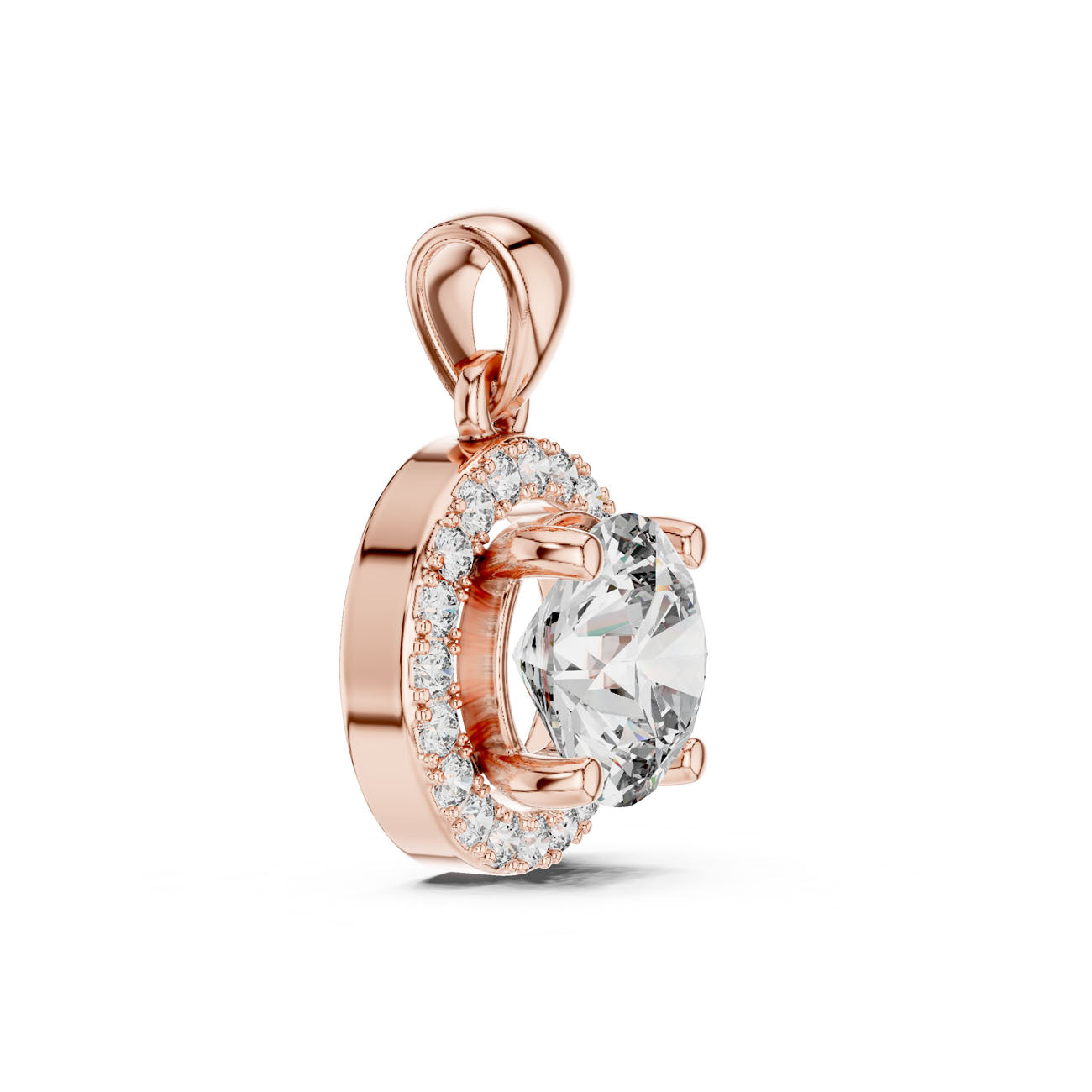 1.20 Ct. Round Diamond Halo Pendant Necklace (PND-0002) 4