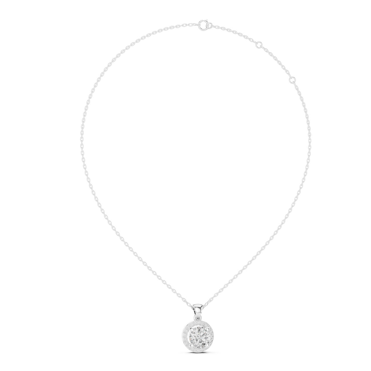 1.20 Ct. Round Diamond Halo Pendant Necklace (PND-0002)