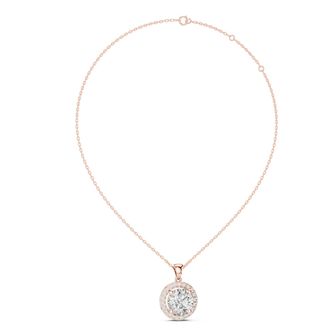 3.22 Ct. Round Diamond Pavé Halo Pendant Necklace (PND-0003) 11