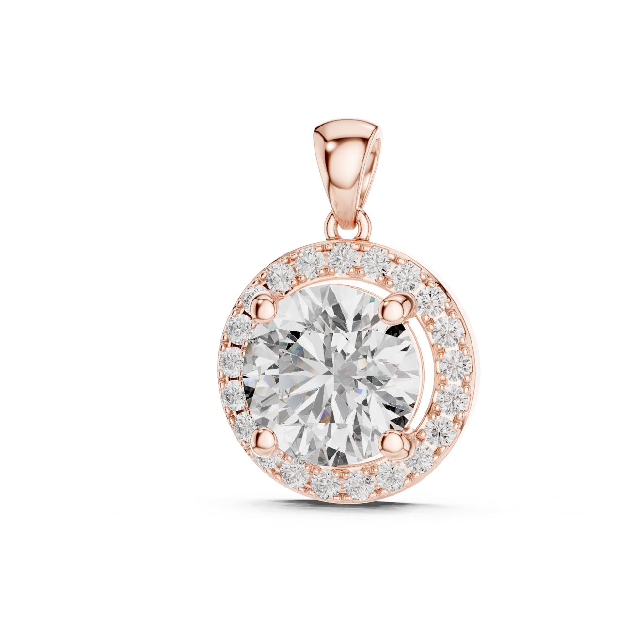 3.22 Ct. Round Diamond Pavé Halo Pendant Necklace (PND-0003) 12