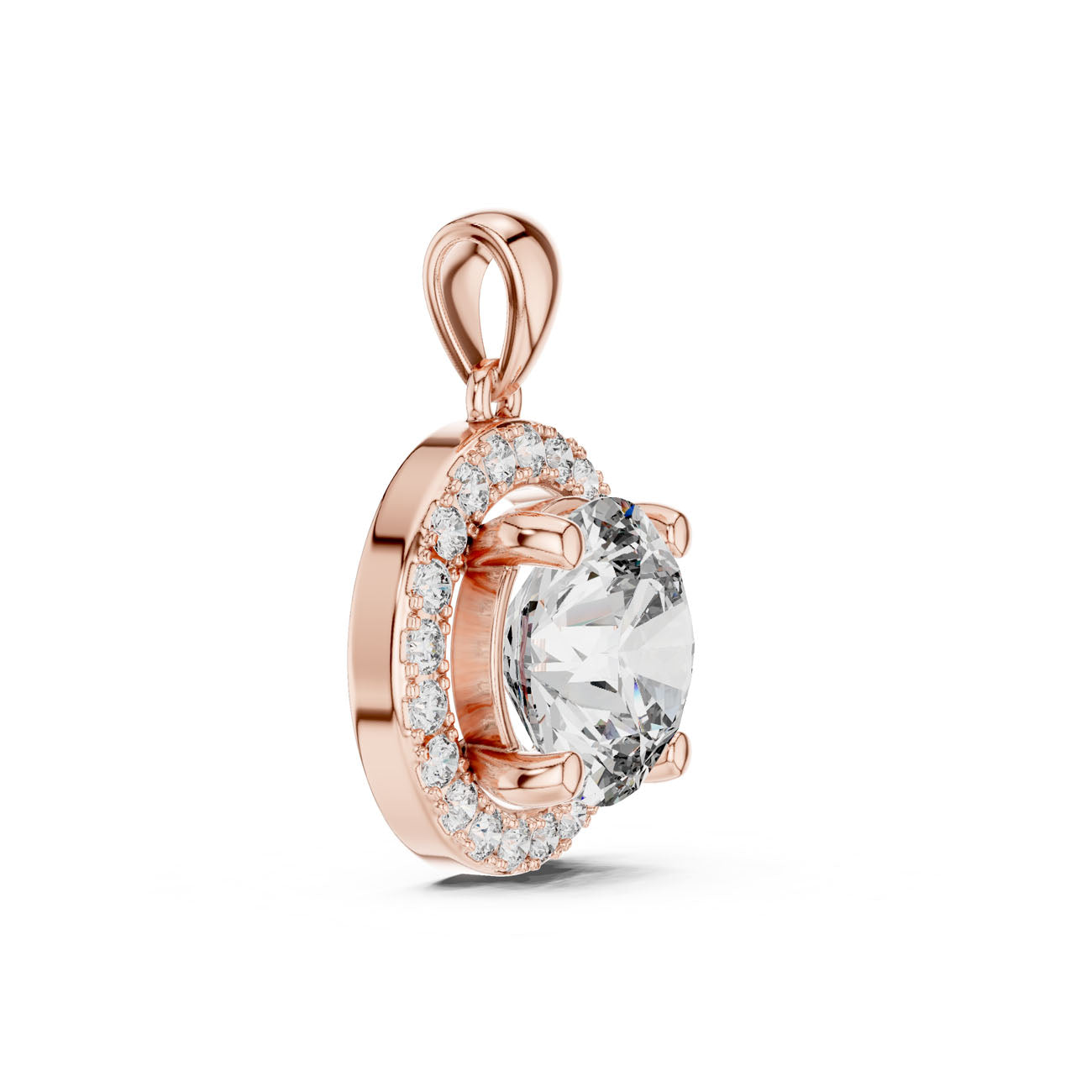 3.22 Ct. Round Diamond Pavé Halo Pendant Necklace (PND-0003) 4