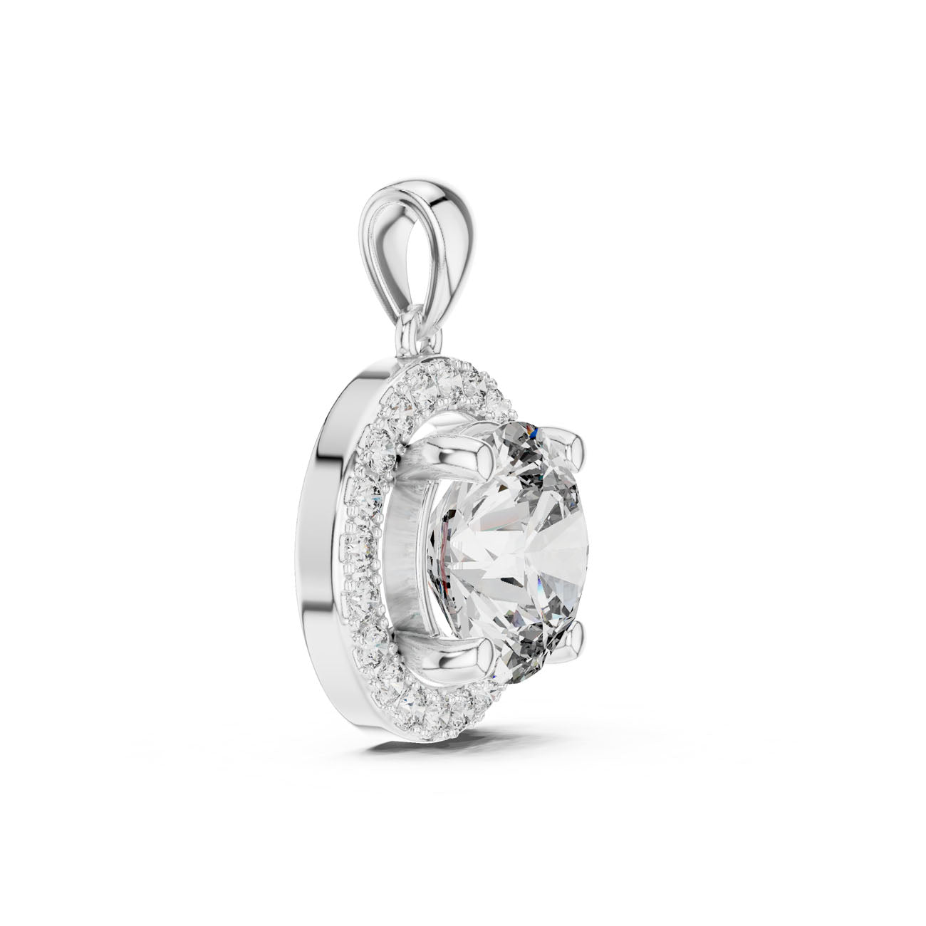 3.22 Ct. Round Diamond Pavé Halo Pendant Necklace (PND-0003) 6