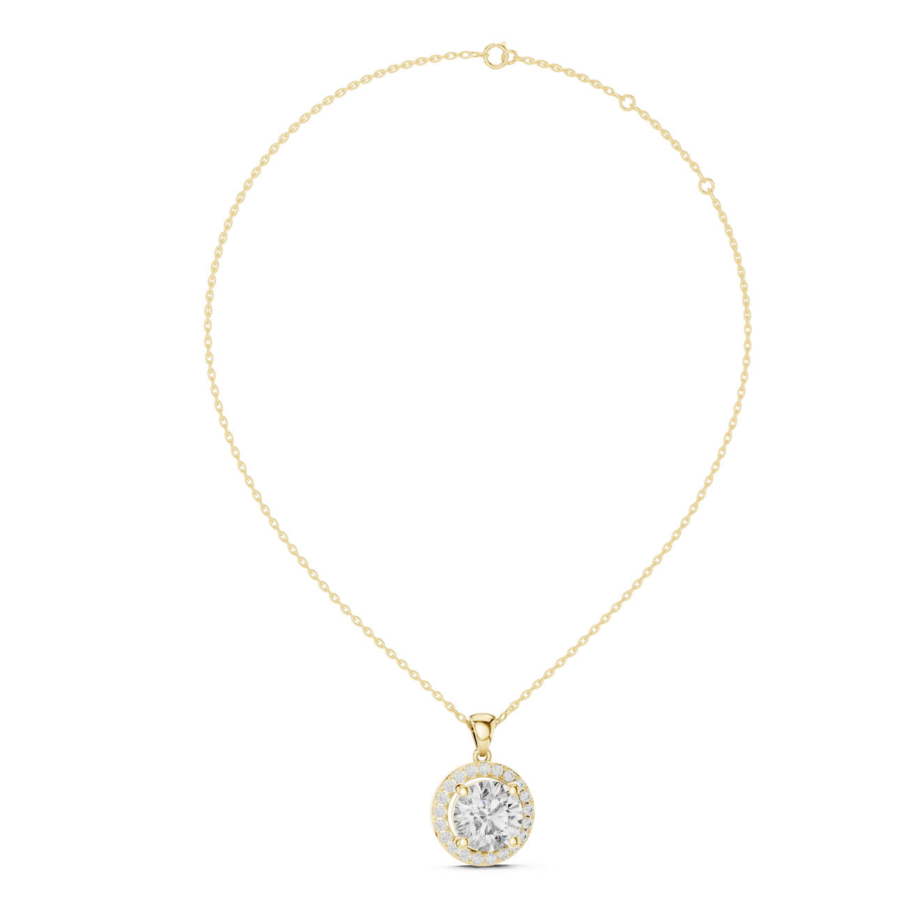 3.22 Ct. Round Diamond Pavé Halo Pendant Necklace (PND-0003)