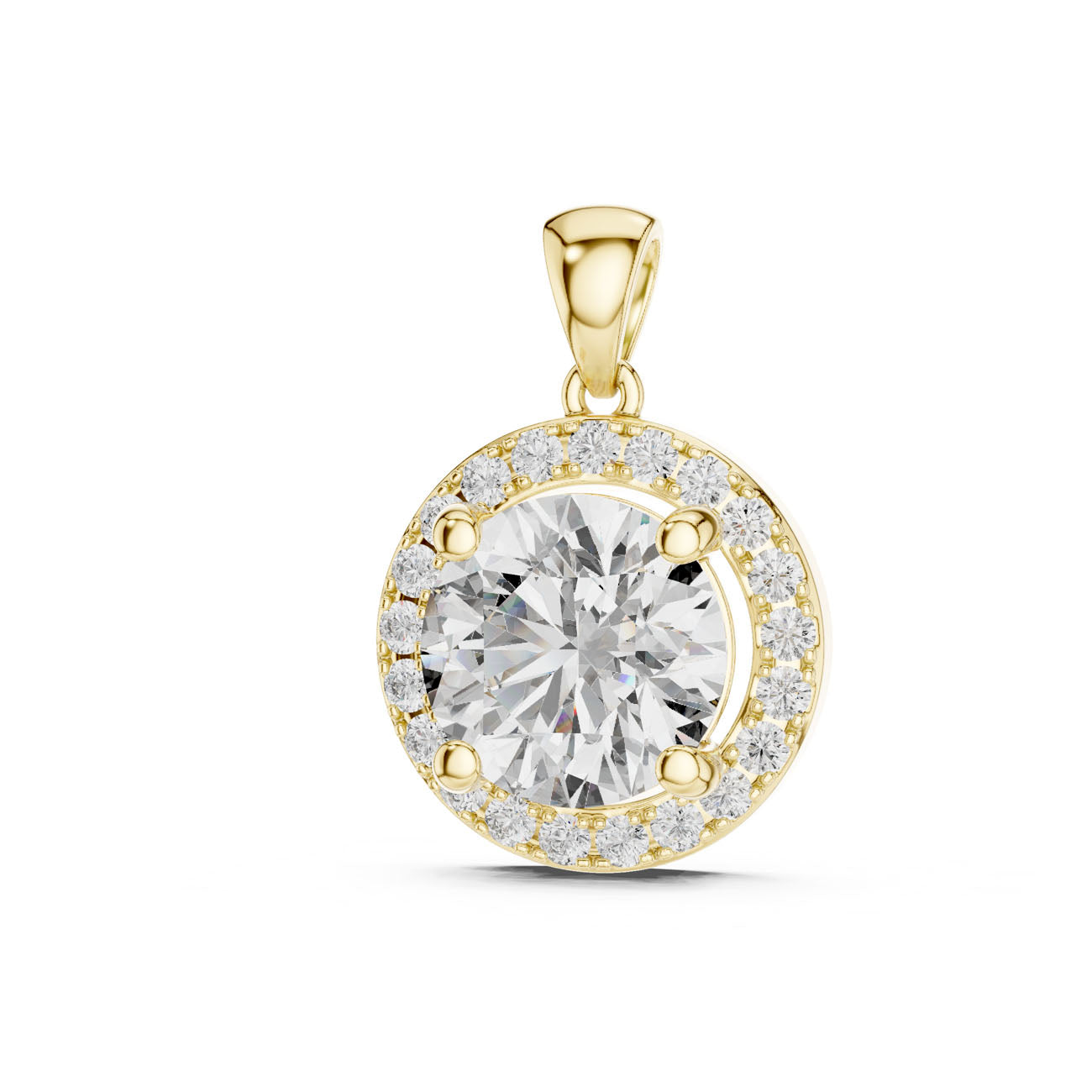 3.22 Ct. Round Diamond Pavé Halo Pendant Necklace (PND-0003) 8