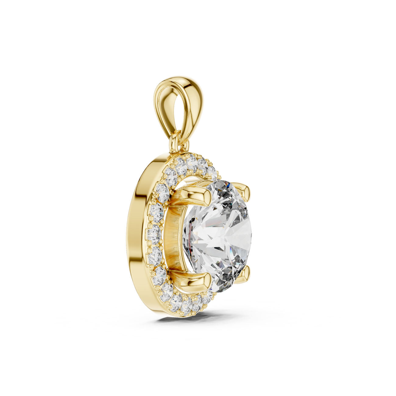 3.22 Ct. Round Diamond Pavé Halo Pendant Necklace (PND-0003) 9
