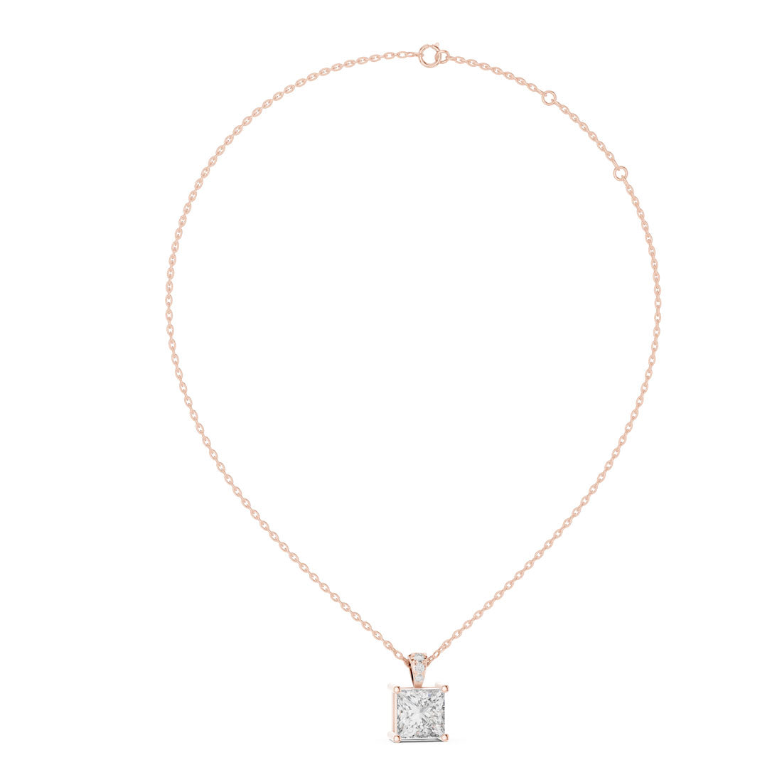 2.05 Ct. Princess Cut Diamond Pendant with Pavé Diamond Bail (PND-0004)