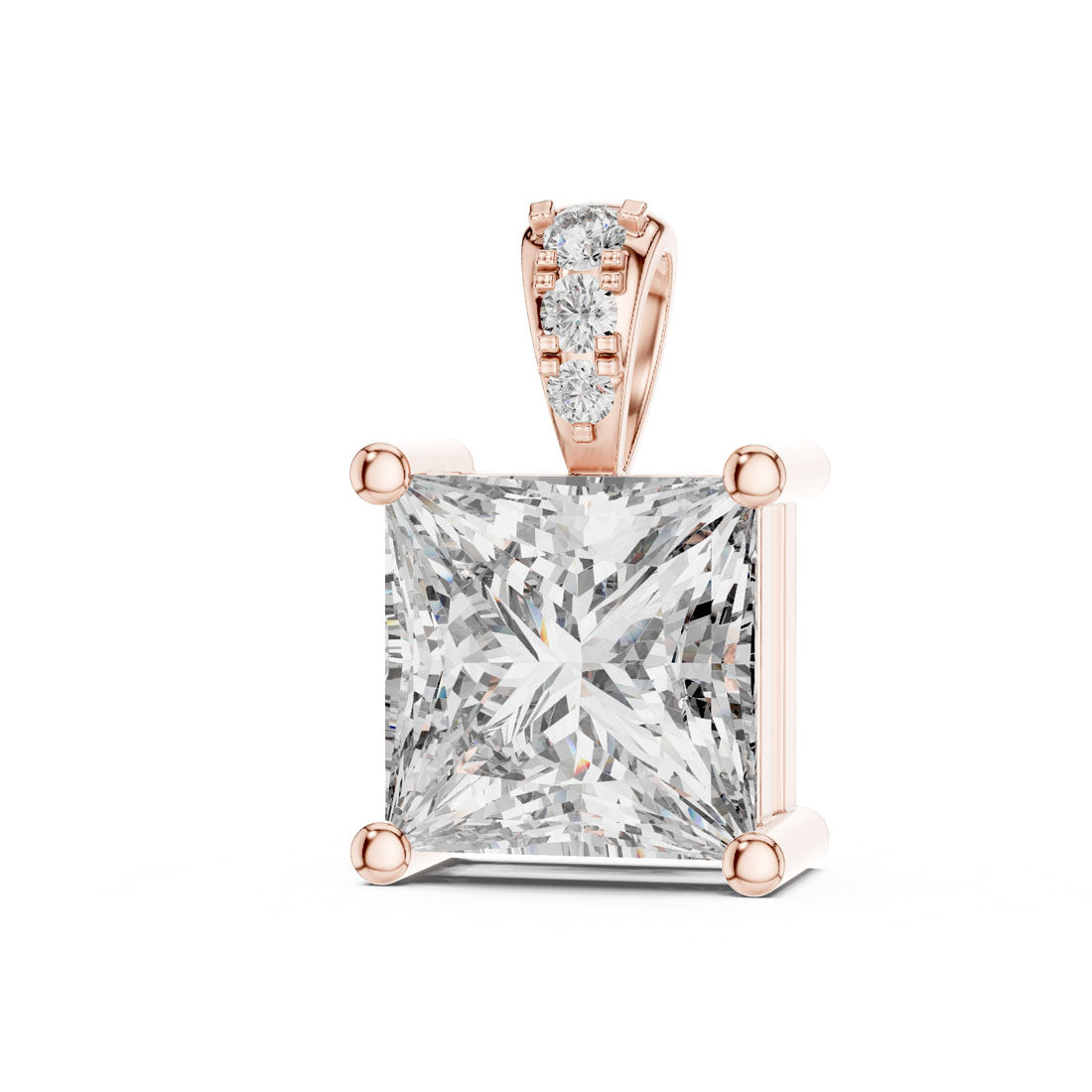2.05 Ct. Princess Cut Diamond Pendant with Pavé Diamond Bail (PND-0004) 4
