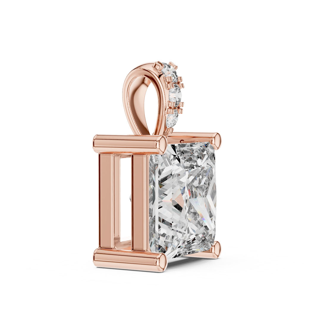 2.05 Ct. Princess Cut Diamond Pendant with Pavé Diamond Bail (PND-0004) 5