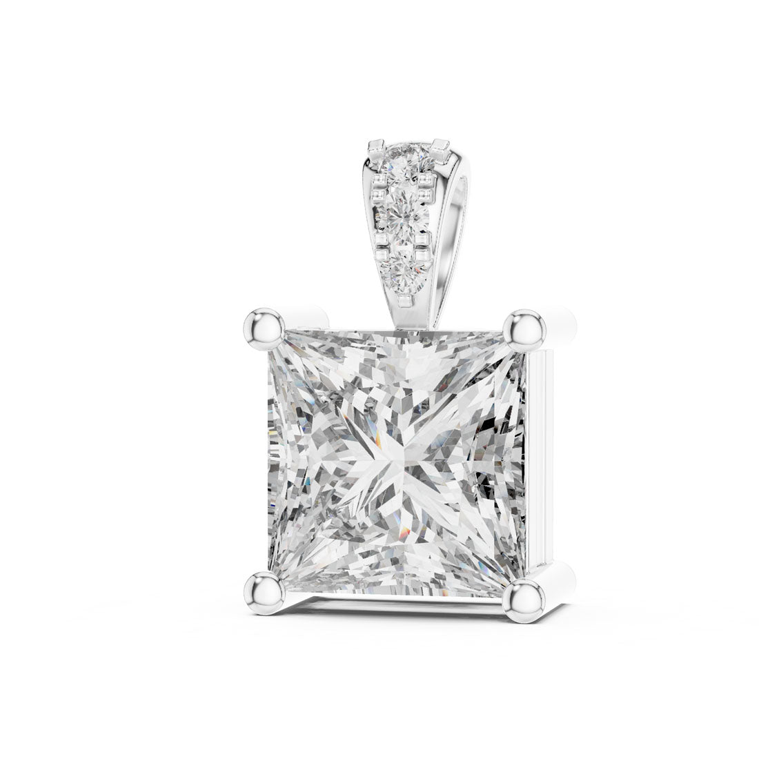 2.05 Ct. Princess Cut Diamond Pendant with Pavé Diamond Bail (PND-0004) 3