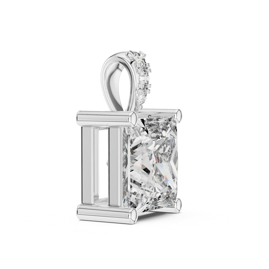 2.05 Ct. Princess Cut Diamond Pendant with Pavé Diamond Bail (PND-0004) 7