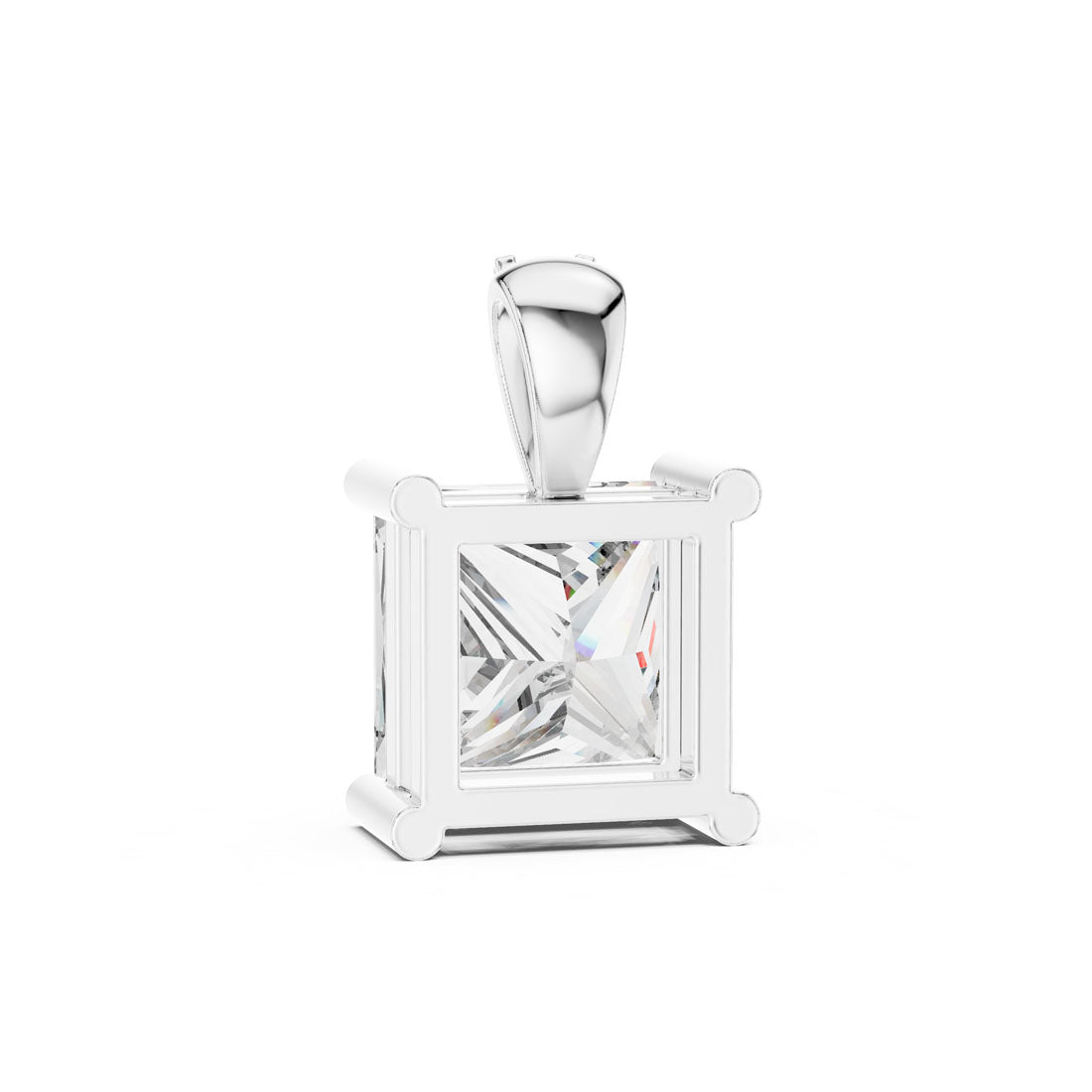 2.05 Ct. Princess Cut Diamond Pendant with Pavé Diamond Bail (PND-0004) 8