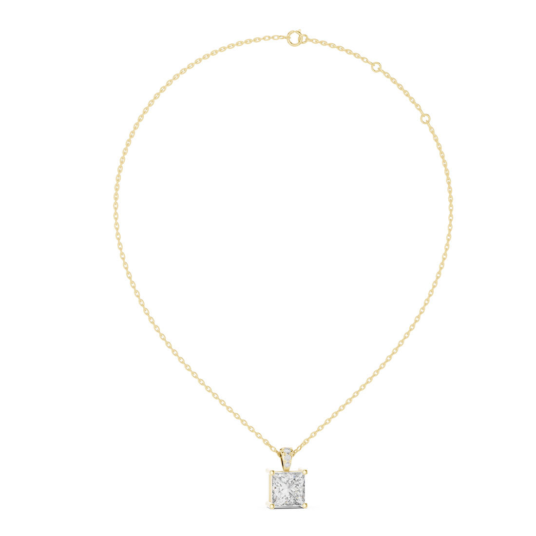 2.05 Ct. Princess Cut Diamond Pendant with Pavé Diamond Bail (PND-0004) 9