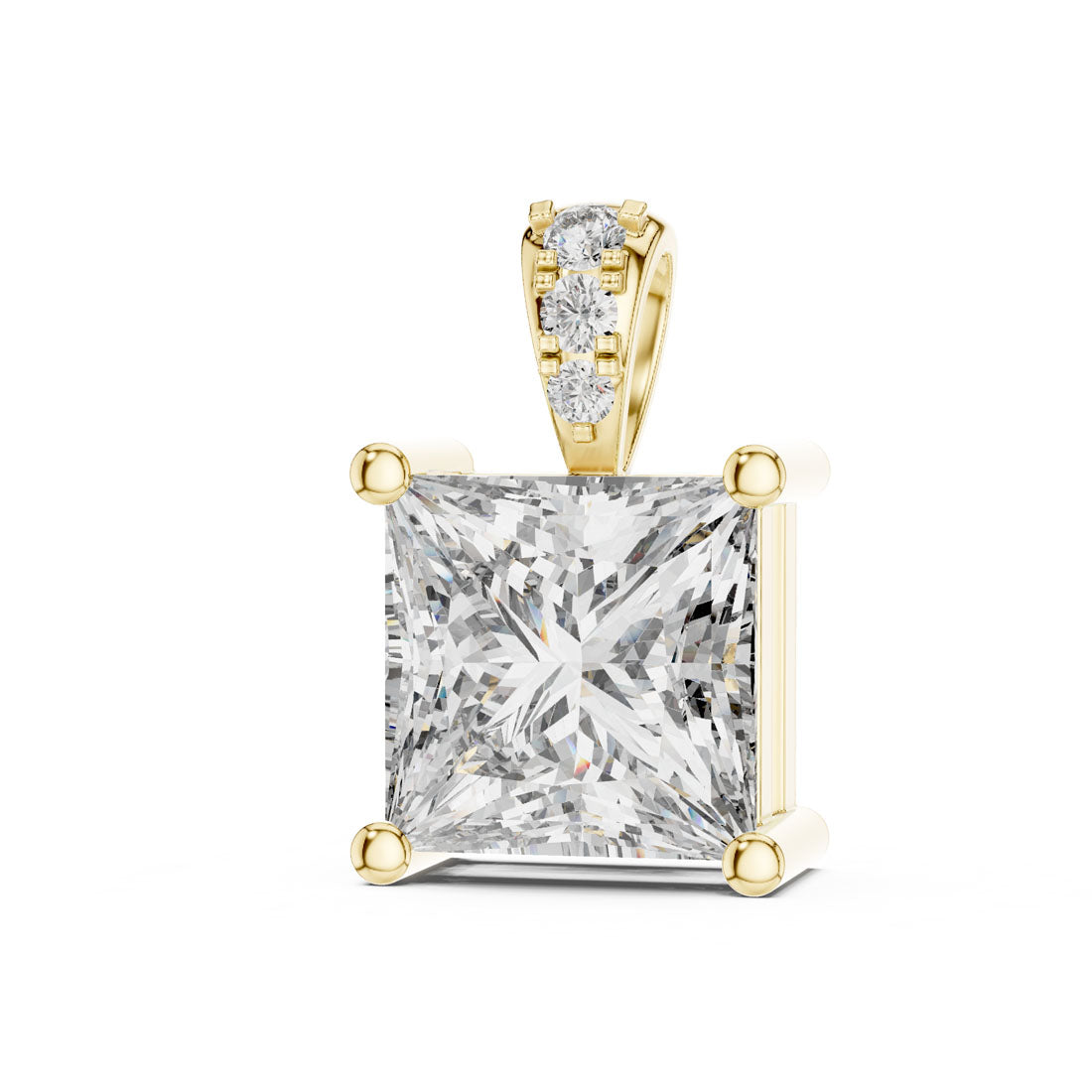 2.05 Ct. Princess Cut Diamond Pendant with Pavé Diamond Bail (PND-0004) 10