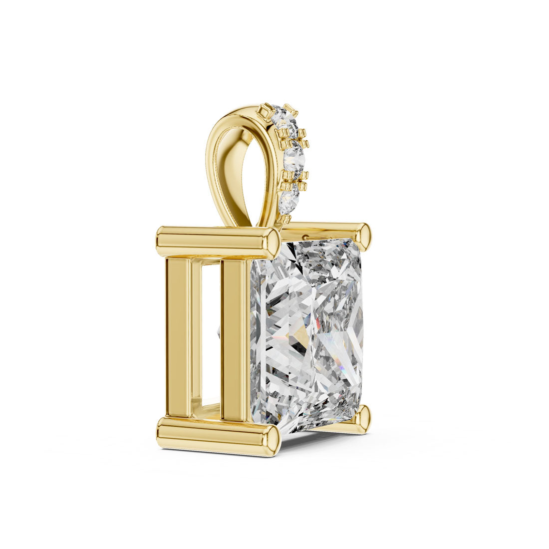 2.05 Ct. Princess Cut Diamond Pendant with Pavé Diamond Bail (PND-0004) 11