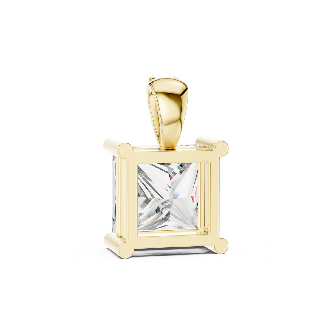 2.05 Ct. Princess Cut Diamond Pendant with Pavé Diamond Bail (PND-0004) 12