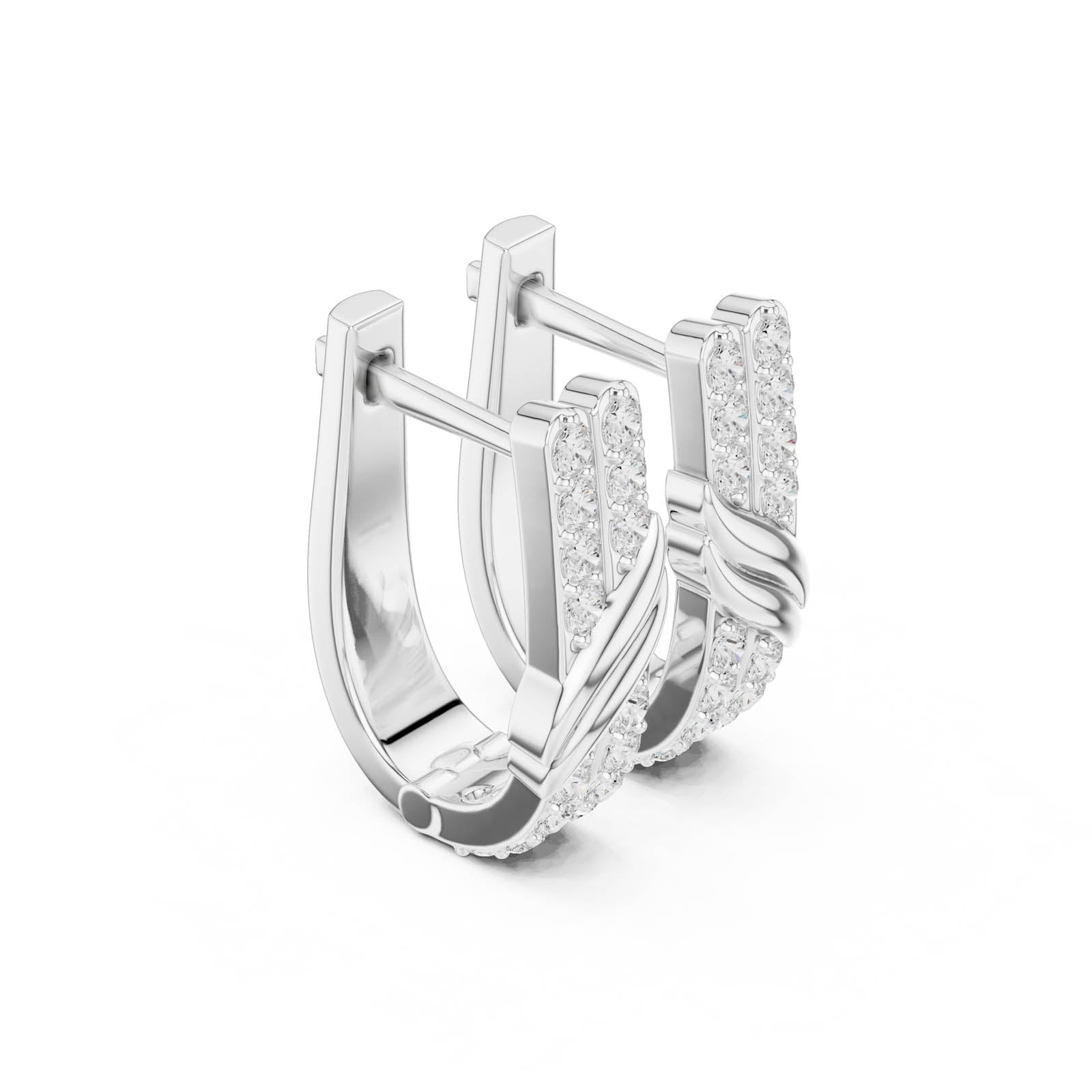 עגילי חישוק האגי יהלומים Pavé במשקל 0.40 קרט עם פרטים מפוסלים (SBER(23)) 5