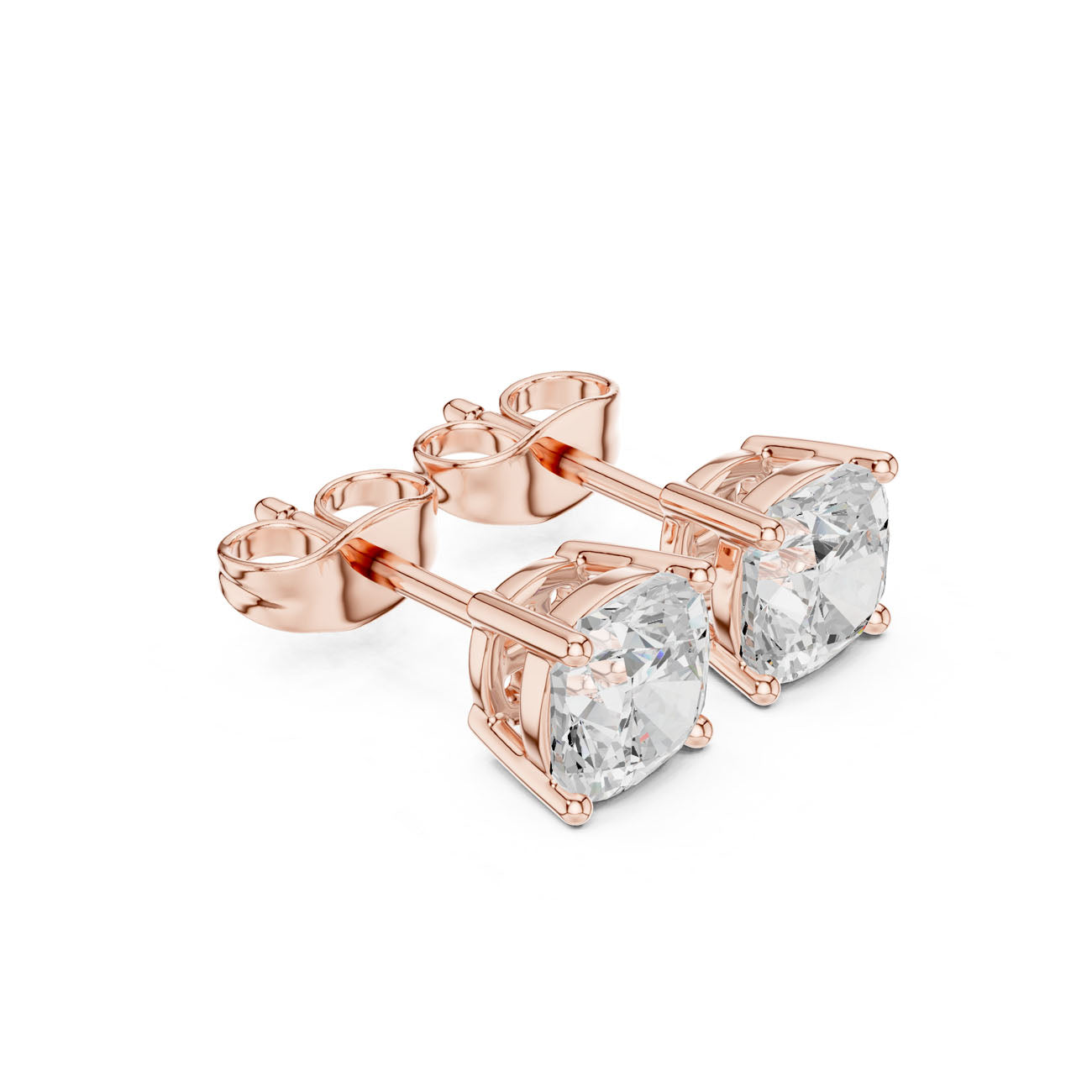 2.00 Ct. Brilliant Cushion-Cut Diamond Solitaire Stud Earrings with Classic Four-Prong Setting (SBER(2)) 7