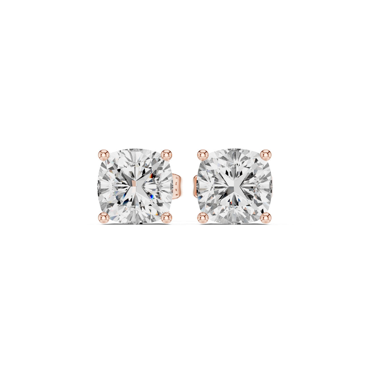 2.00 Ct. Brilliant Cushion-Cut Diamond Solitaire Stud Earrings with Classic Four-Prong Setting (SBER(2)) 6