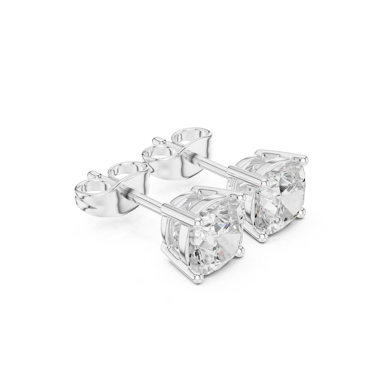 2.00 Ct. Brilliant Cushion-Cut Diamond Solitaire Stud Earrings with Classic Four-Prong Setting (SBER(2)) 10