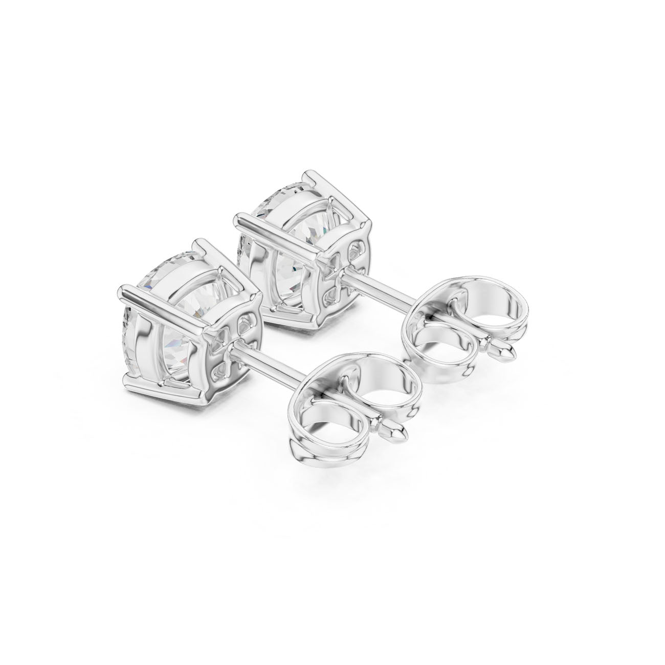 2.00 Ct. Brilliant Cushion-Cut Diamond Solitaire Stud Earrings with Classic Four-Prong Setting (SBER(2)) 12