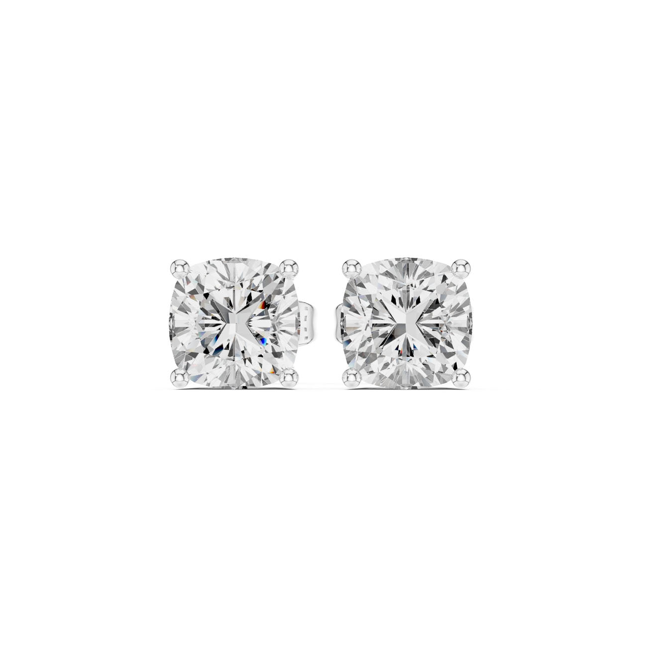 2.00 Ct. Brilliant Cushion-Cut Diamond Solitaire Stud Earrings with Classic Four-Prong Setting (SBER(2))