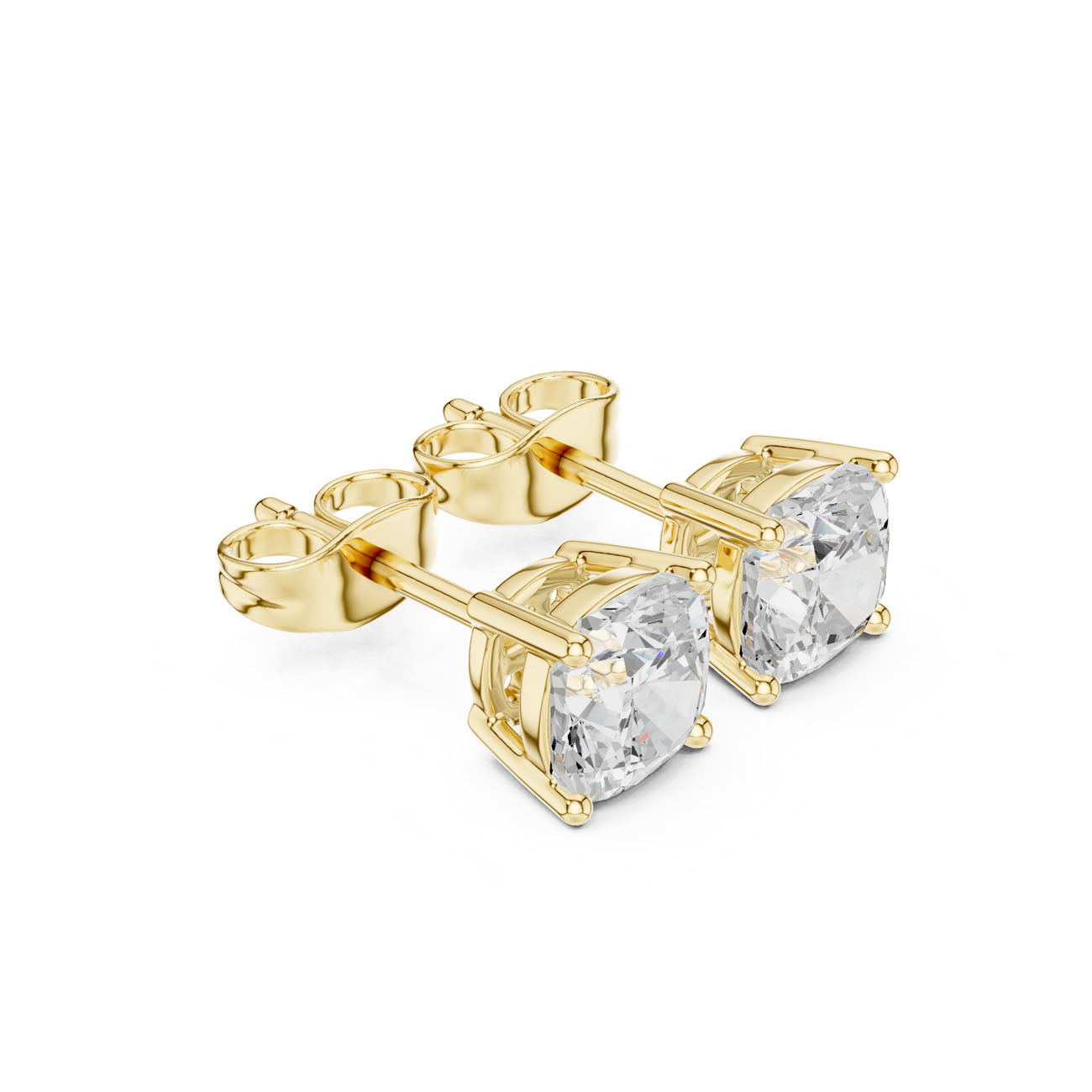 2.00 Ct. Brilliant Cushion-Cut Diamond Solitaire Stud Earrings with Classic Four-Prong Setting (SBER(2))