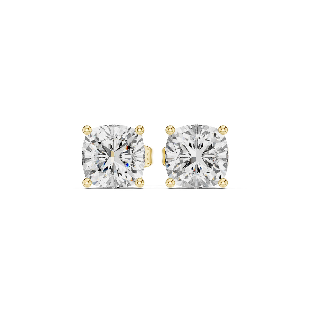 2.00 Ct. Brilliant Cushion-Cut Diamond Solitaire Stud Earrings with Classic Four-Prong Setting (SBER(2)) 4