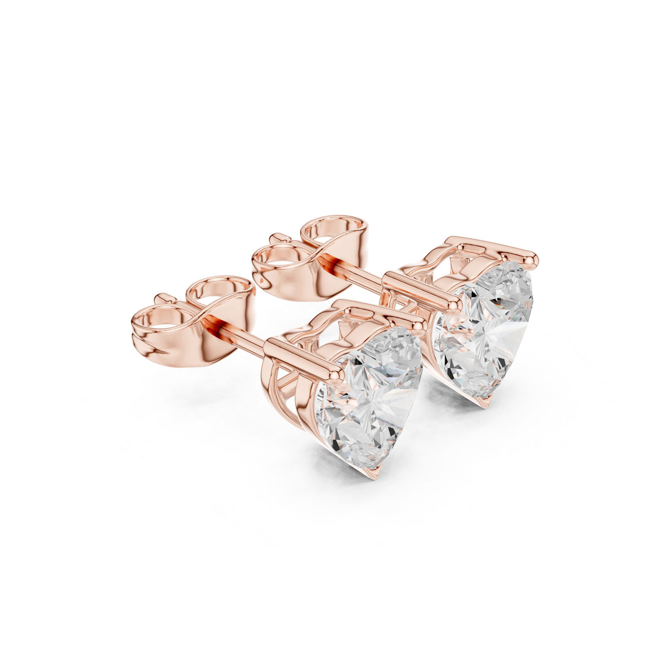 2.10 Ct. Heart-Shaped Diamond Solitaire Stud Earrings with Classic Three-Prong Setting (SBER(3)) 8