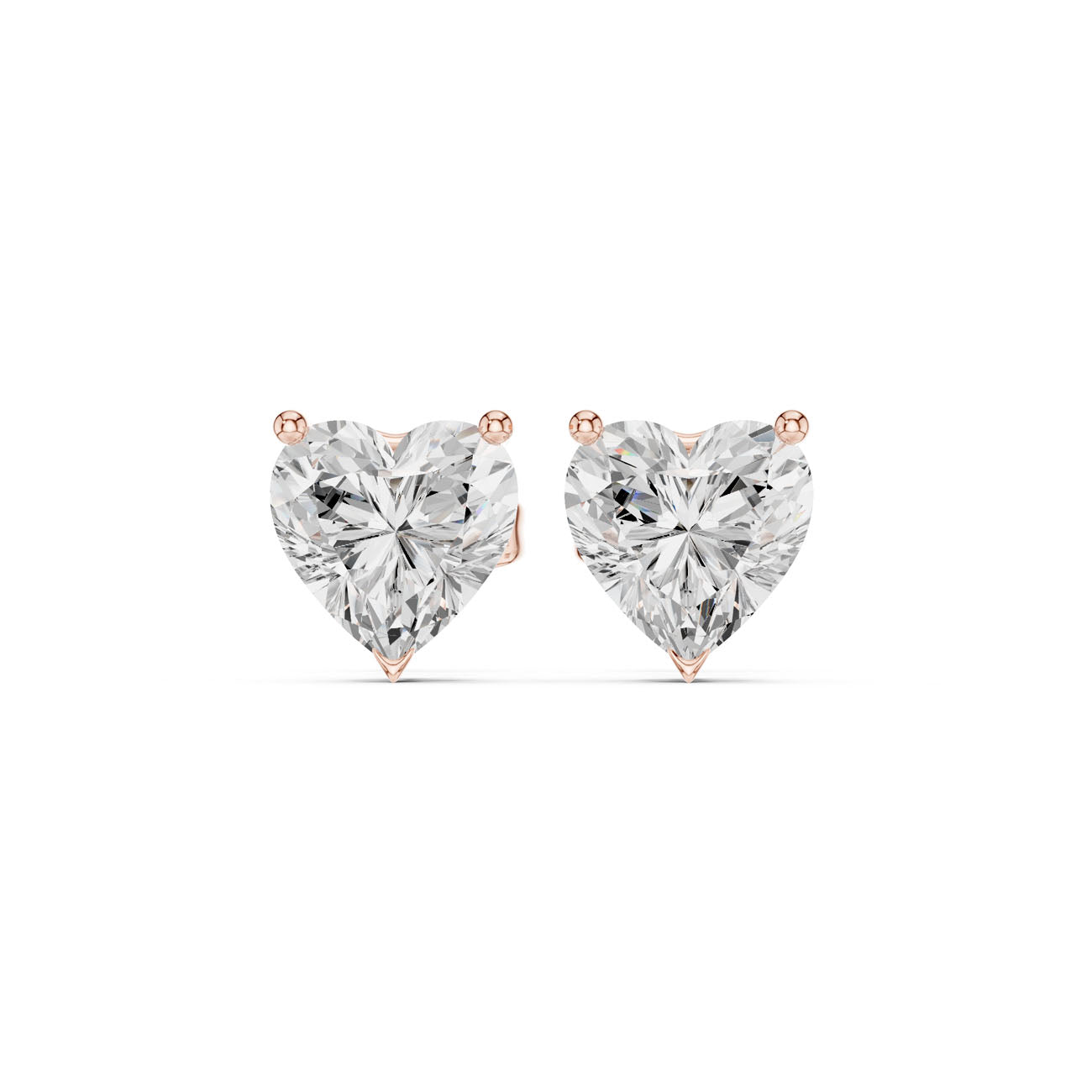 2.10 Ct. Heart-Shaped Diamond Solitaire Stud Earrings with Classic Three-Prong Setting (SBER(3))