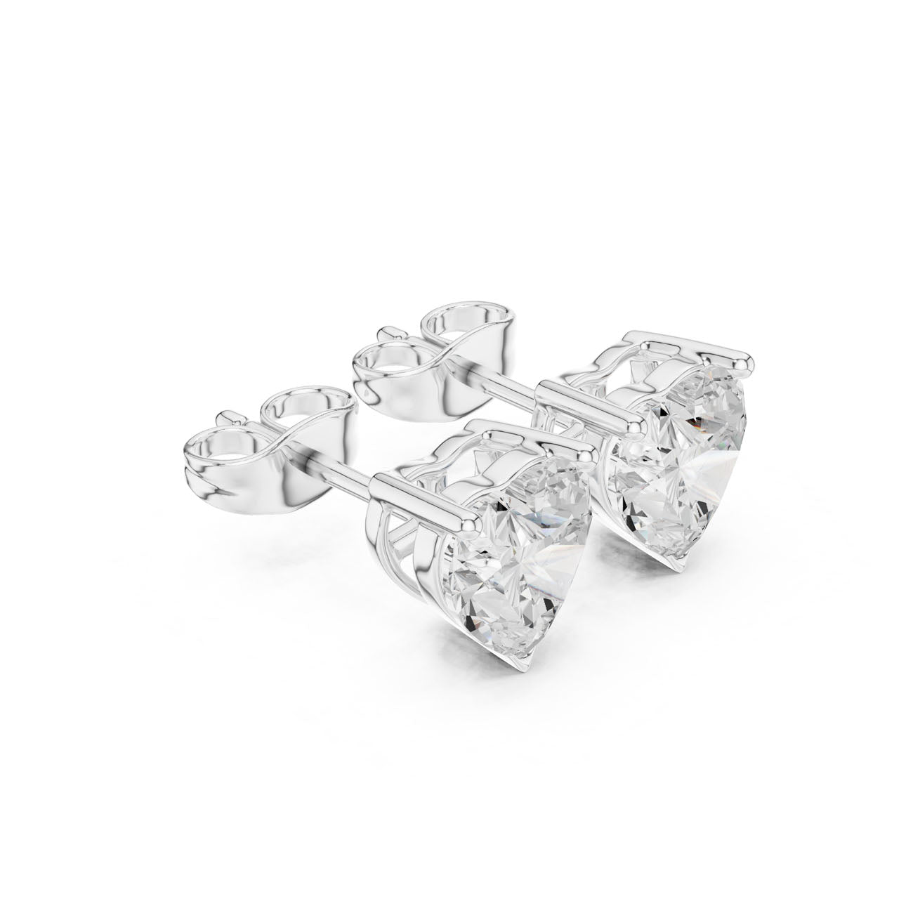 2.10 Ct. Heart-Shaped Diamond Solitaire Stud Earrings with Classic Three-Prong Setting (SBER(3)) 6