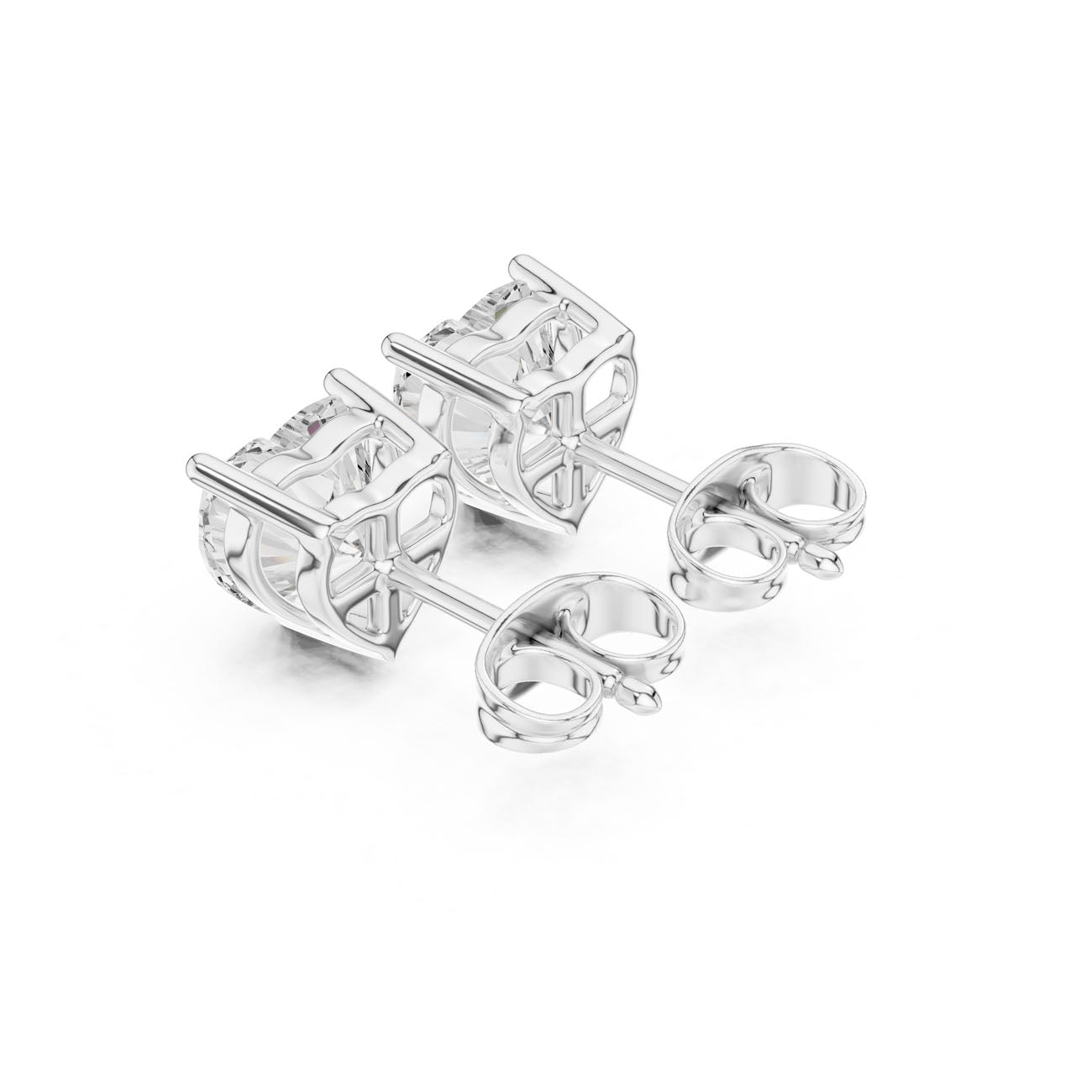 2.10 Ct. Heart-Shaped Diamond Solitaire Stud Earrings with Classic Three-Prong Setting (SBER(3)) 10