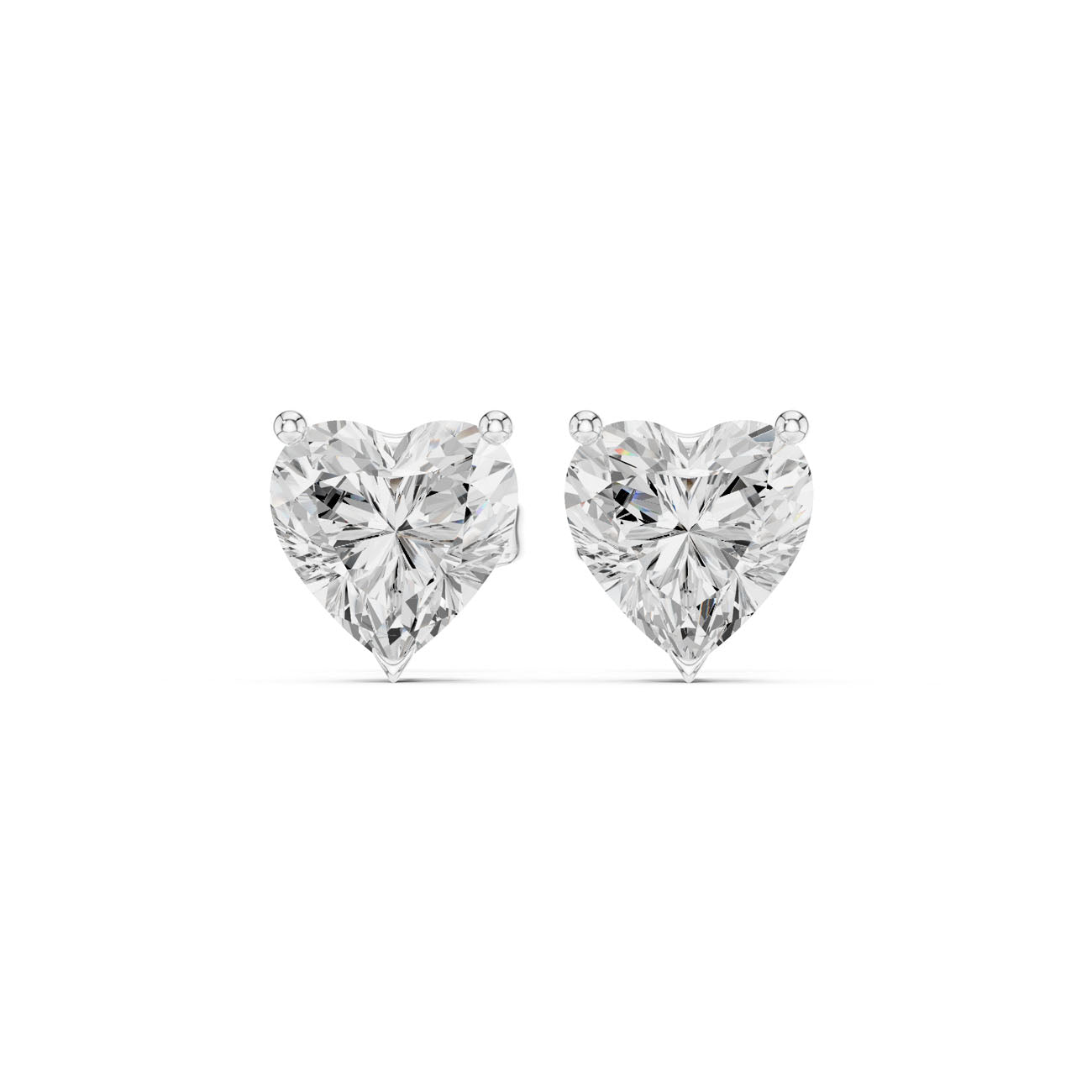 2.10 Ct. Heart-Shaped Diamond Solitaire Stud Earrings with Classic Three-Prong Setting (SBER(3)) 5