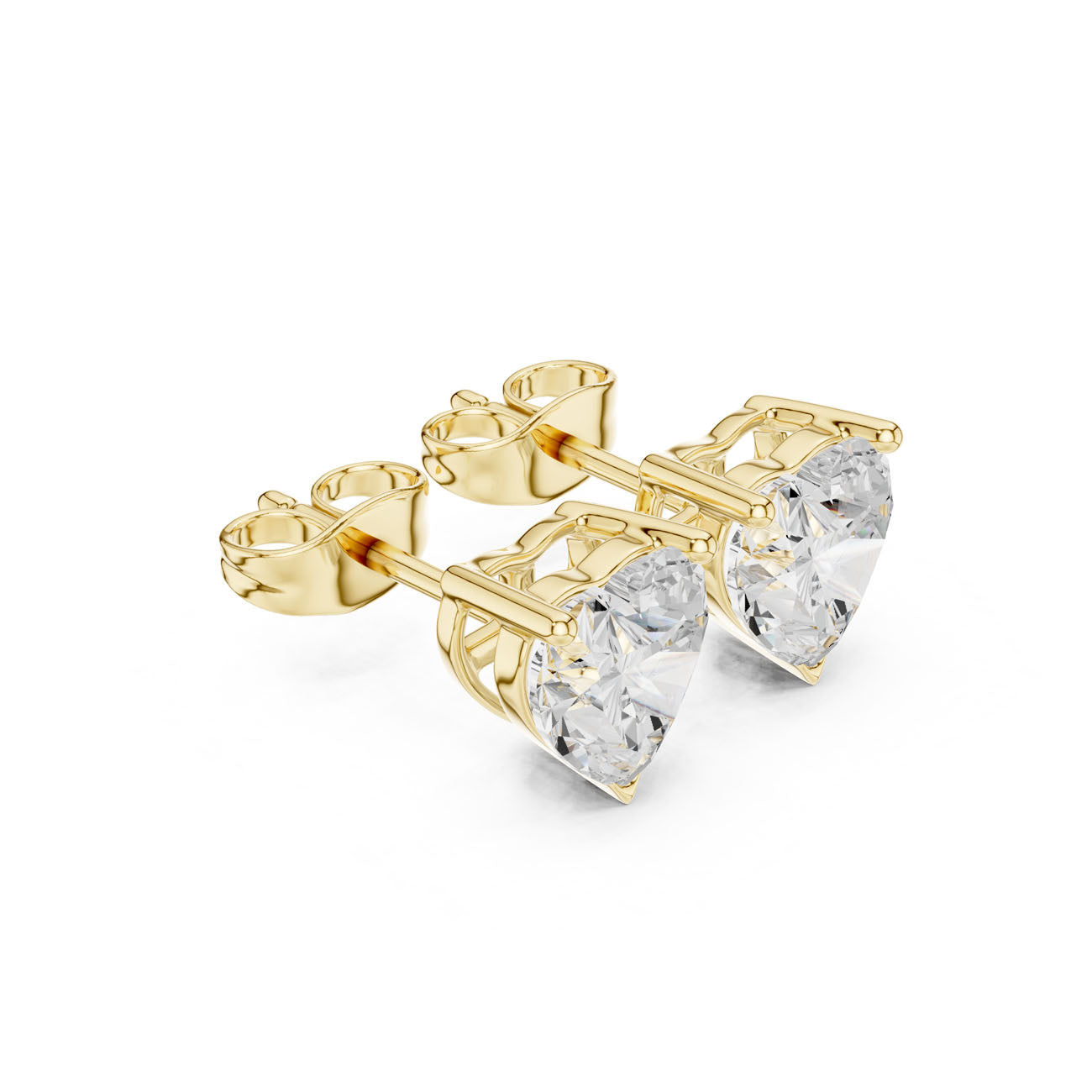 2.10 Ct. Heart-Shaped Diamond Solitaire Stud Earrings with Classic Three-Prong Setting (SBER(3))