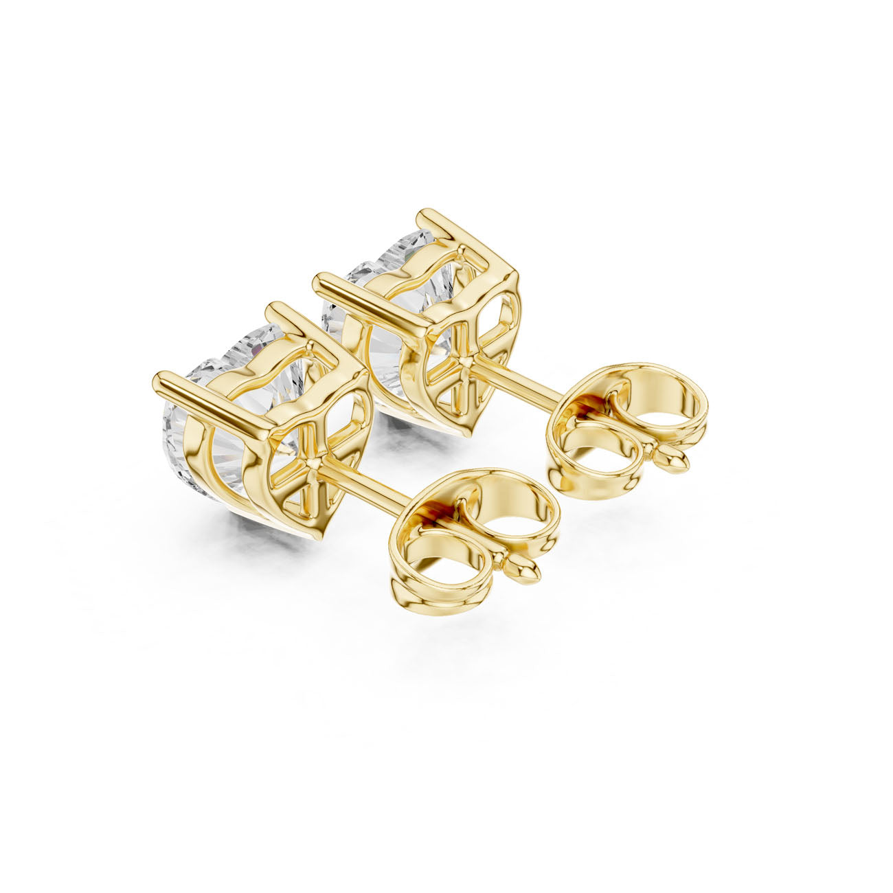 2.10 Ct. Heart-Shaped Diamond Solitaire Stud Earrings with Classic Three-Prong Setting (SBER(3)) 4