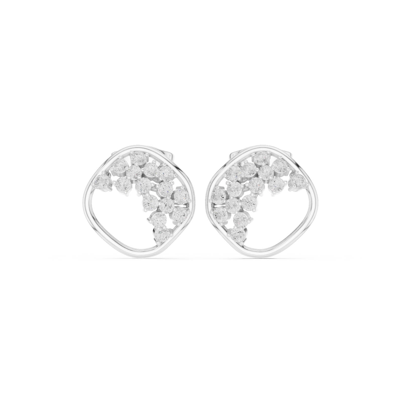 .38 Ct. Round Diamond Cluster Open Frame Earrings (SBER(45)) 1