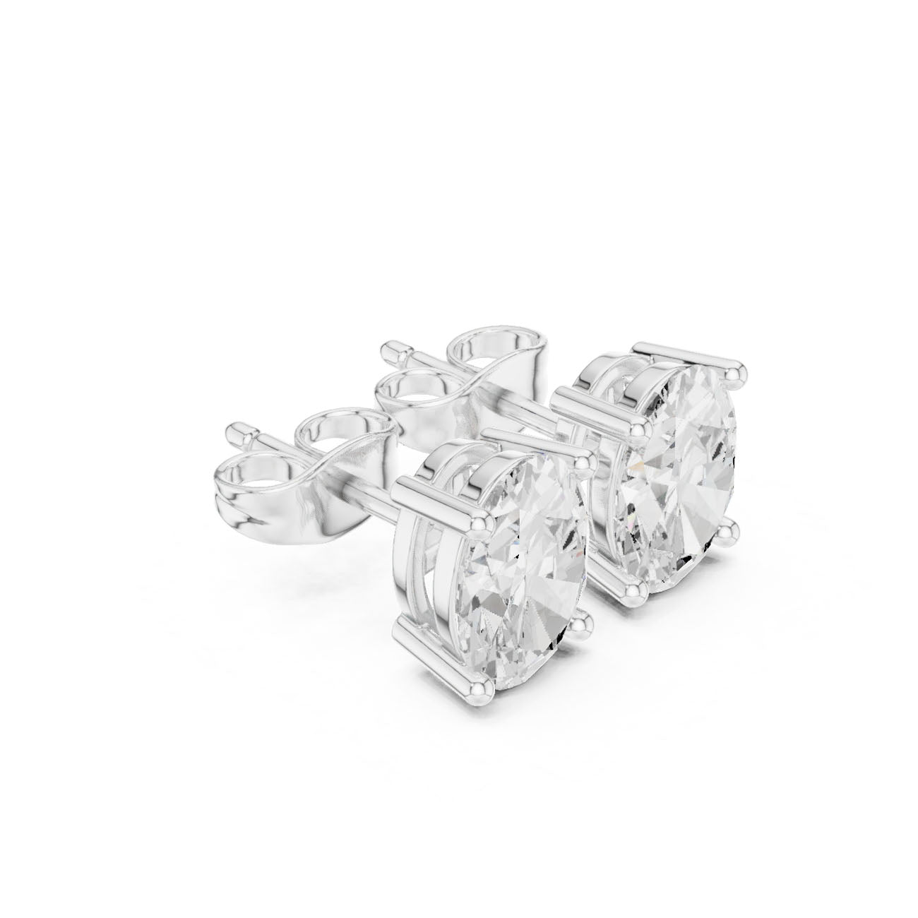 2.00 Ct. Oval Diamond Solitaire Earrings with Four-Prong Setting (SBER(5)) 9